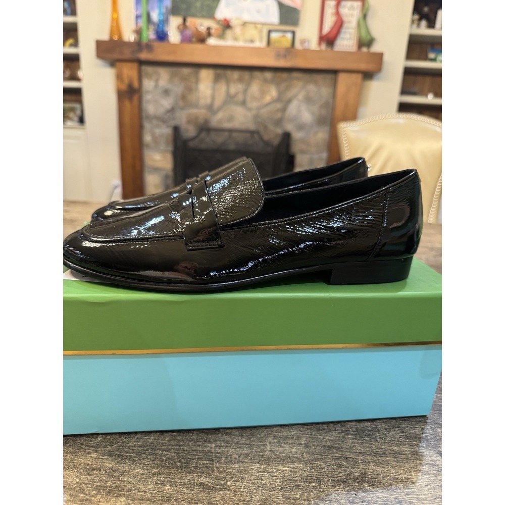 Kate Spade New‎ York BLACK CRINKLE PATENT Women's Genevieve Loafer Size 8 - Picture 5 of 12